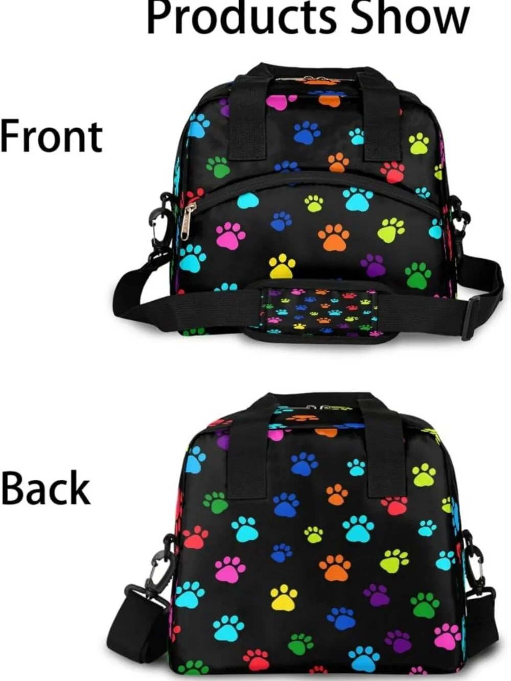 Colorful Paw Print Insulated Lunch Bag | Waterproof Cooler Handbag with
